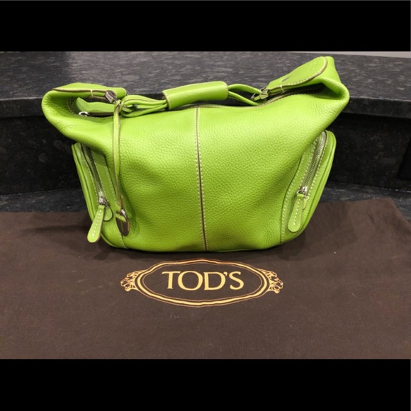 Tod’s Lime Green Leather Hobo Style Bag